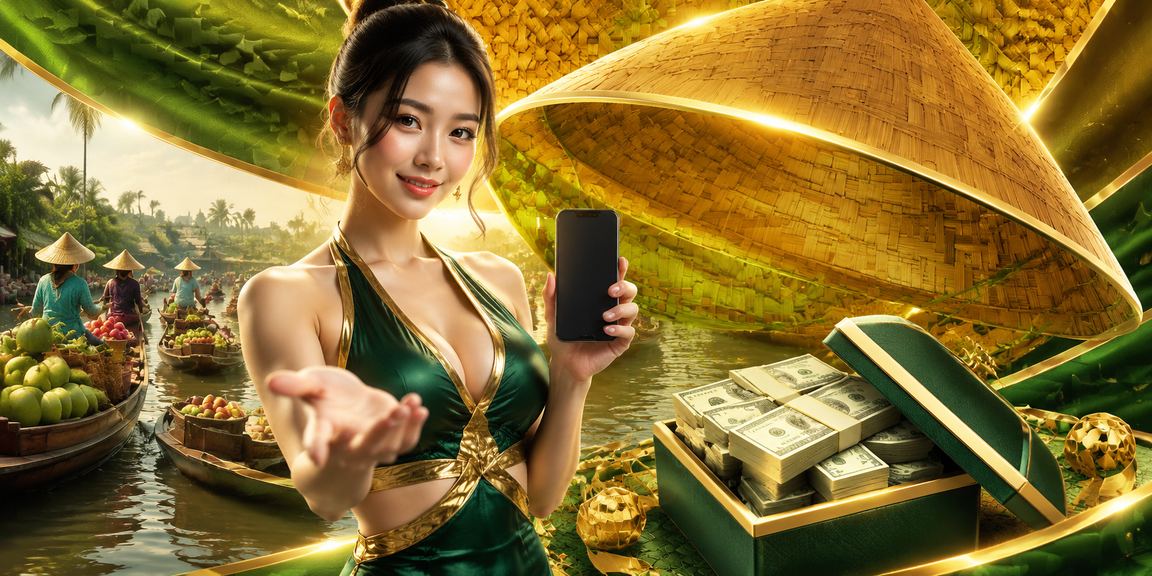 Người chơi casino di động tại vùng đồng bằng sông Cửu Long với nón lá truyền thống