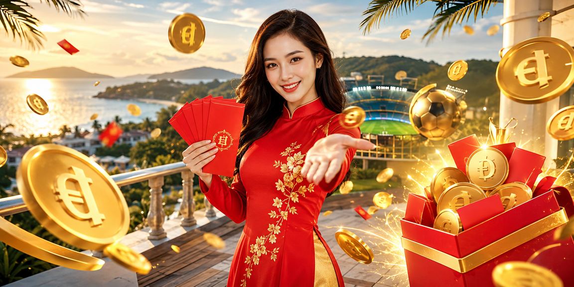 Khuyến mãi phong bao lì xì Tết trên nền áo dài truyền thống tại Phú Quốc